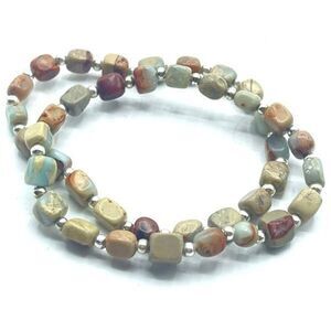 Creek jasper cube crystal beaded stretch bracelet ONE NEW reiki meditation yoga